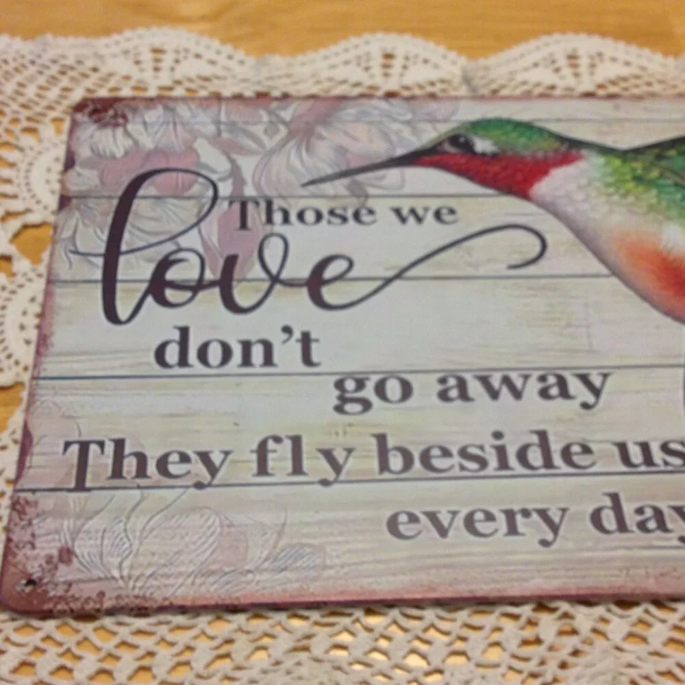 Hummingbird with comforting message, home wall art